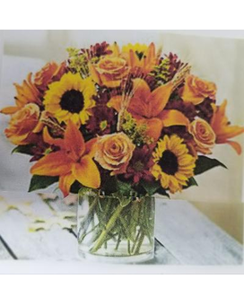 Contemporary Harvest Cylinder Flower Arrangement