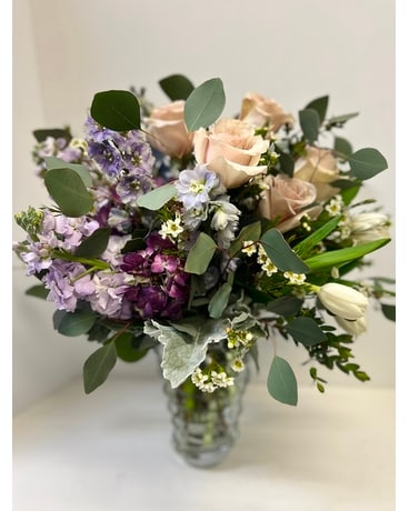 Garden Blooms in Crystal Flower Arrangement