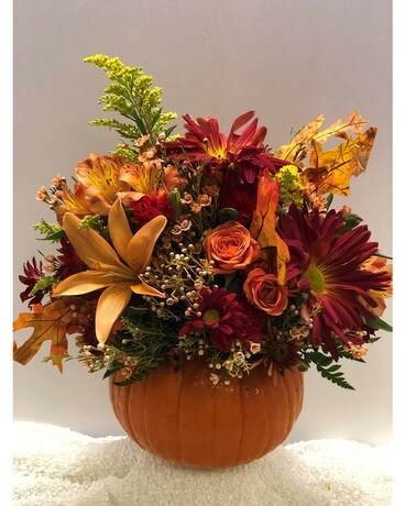 Fall Pumpkin Flower Arrangement