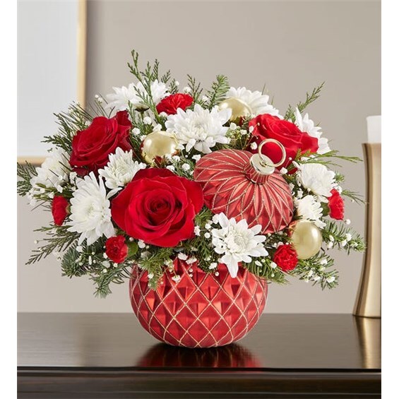 Sparkling Holiday Ornament Flower Arrangement
