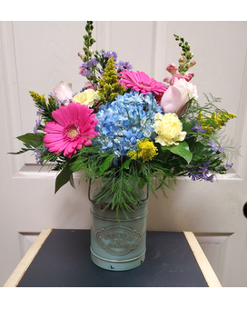 Mother's Vintage Farmhouse Milk Jug Flower Arrangement