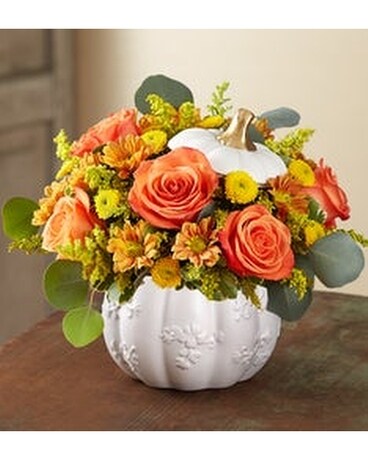 Plentiful Pumpkin Flower Arrangement