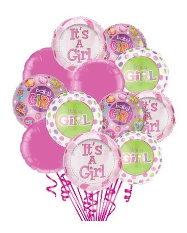 It's A Girl Balloons Flower Arrangement