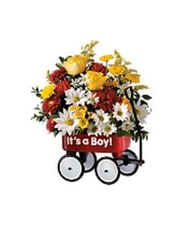 Teleflora's Baby's First Wagon - Boy Flower Arrangement