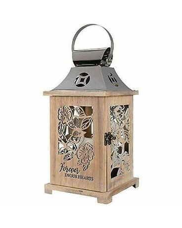 Wood Lantern Flower Arrangement