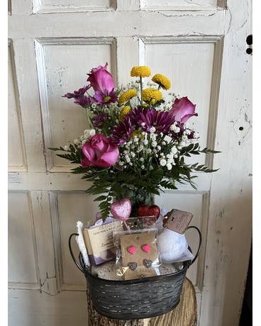 A Little Pick Me Up Basket Flower Arrangement