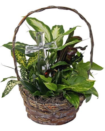 Garden Cross Basket Flower Arrangement