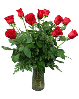 Traditional Dozen Roses Flower Arrangement
