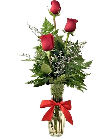 3 Red Roses Flower Arrangement