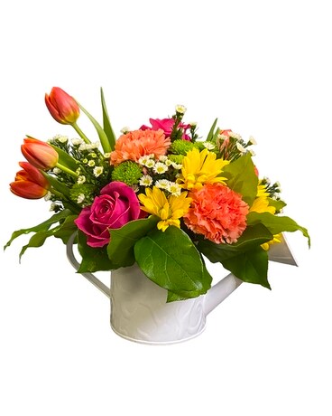 Watering Spring Flower Arrangement