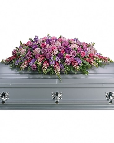 Lavender Tribute Casket Spray Flower Arrangement