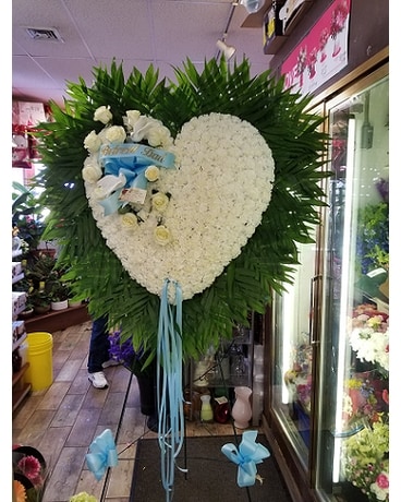 White Heart Flower Arrangement