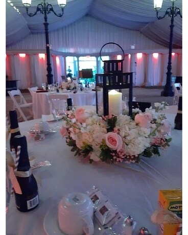 Lantern Centerpiece Flower Arrangement
