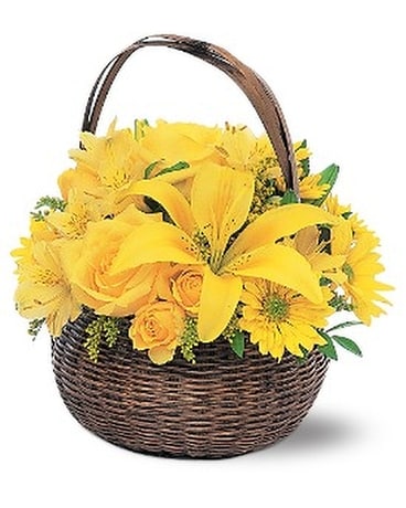 Yellow Flower Basket Flower Arrangement