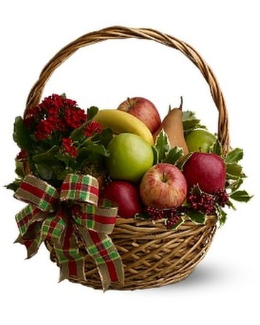 Holiday Fruit Basket Flower Arrangement