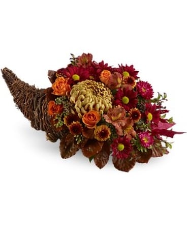 Designer Choice Fall Cornucopia Flower Arrangement