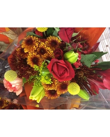 fabulous fall wrapped bunch Flower Arrangement
