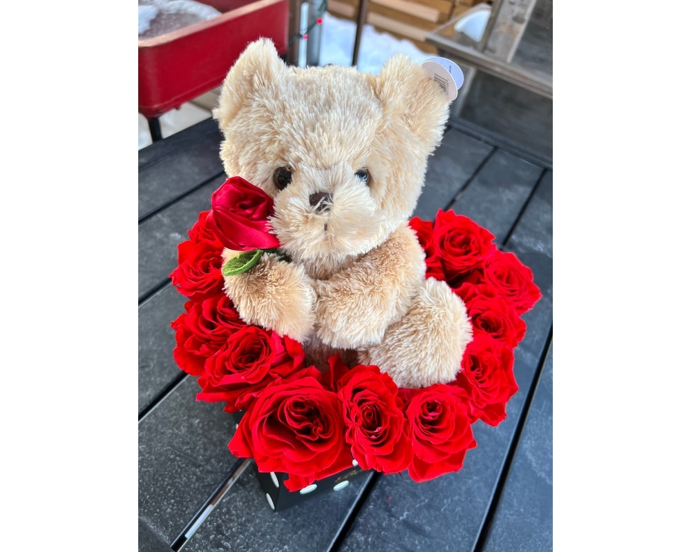 Teddy bear flower arrangement near me online