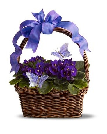 Violets and Butterflies Flower Arrangement