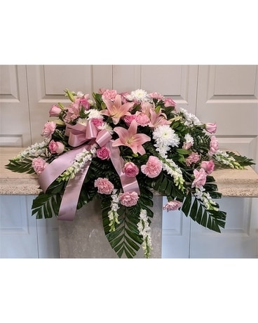 Pretty in Pink Funeral Casket Spray Flowers