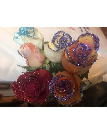 12 GLITTERED ROSES Funeral Arrangement