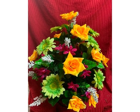 SILK FLOWERS IN YELLOW GREEN AND WHITE Flower Arrangement