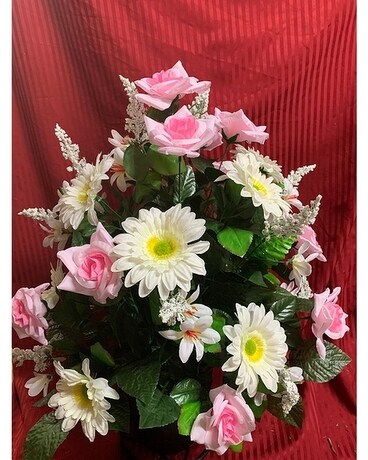 SILK FLOWERS IN PINK, WHITE AND CREAM Flower Arrangement