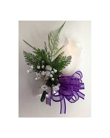 Boutonniere of white rose by Vivian