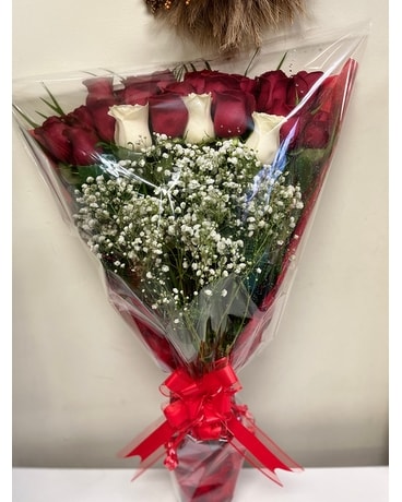 Red and White Rose bouquet-2 Dozens Custom product