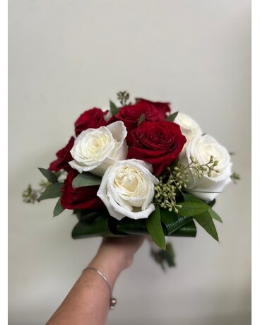 Bridal bouquet of red and white roses Custom product