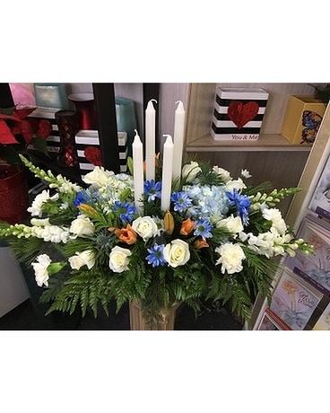 Large Long Centerpiece Arrangement with 4 Candles Flower Arrangement