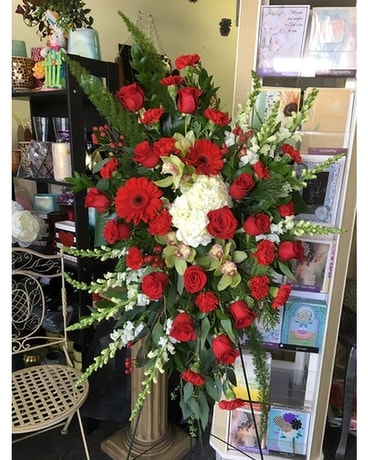 Elegant Tribute Sympathy Spray by Vivian Flower Arrangement