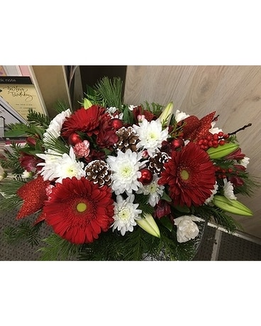 Traditional Holiday Centerpiece by Vivian Flower Arrangement