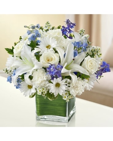 Healing Blooms - Blue and White Flower Arrangement