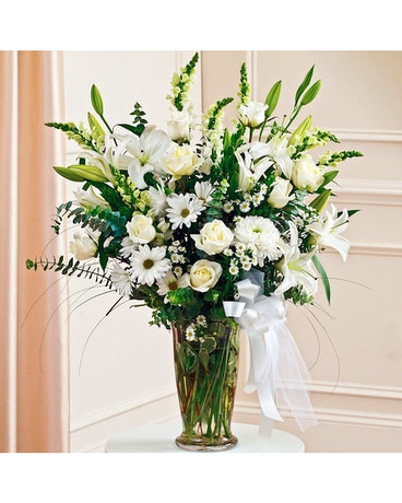 Large White Sympathy Vase Arrangement Sympathy Arrangement