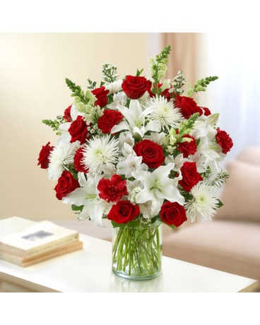 Sincerest Sorrow - Red and White Flower Arrangement