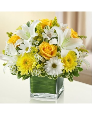 Healing Blooms- Yellow and White Flower Arrangement