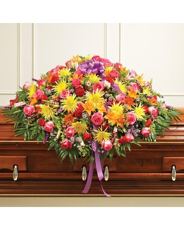 Multicolor Bright Mixed Flower Full Casket Spray Funeral Casket Spray Flowers