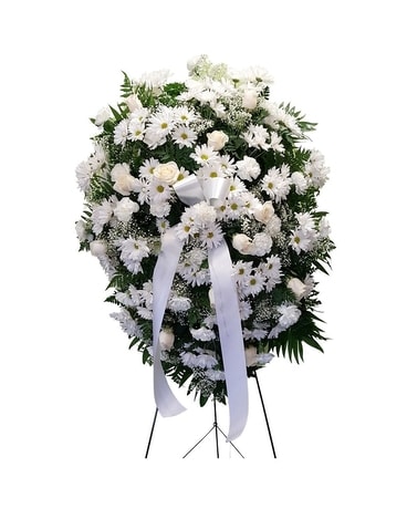 All White Daisy Carnation Mum Funeral Spray