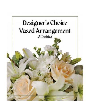 Designer’s Choice Vased Arrangement All White