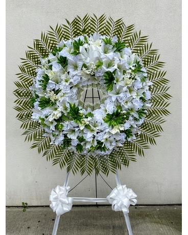 White and Green Silk Wreath