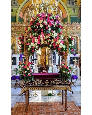 Epitaphios Beir Pascha Pink and White Decor