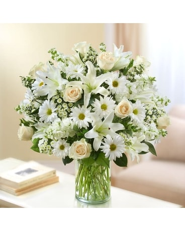 Sincerest Sorrow - All White Flower Arrangement