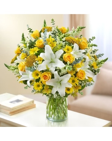 Sincerest Sorrow - Yellow and White Flower Arrangement