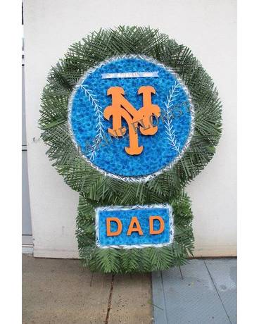 Funeral Custom - NY Mets Dad Baseball Funeral Arrangement