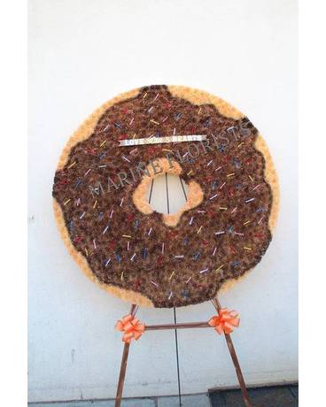 Funeral Custom - Chocolate Glazed Donut w Sprinkle Funeral Arrangement