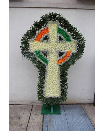 Funeral Cross - Celtic Cross with Nimbus Funeral Arrangement