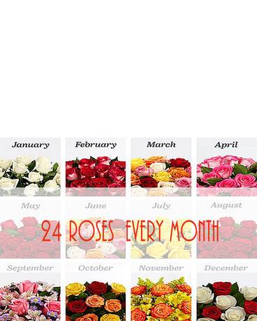 24 Roses Every Month! Flower Arrangement