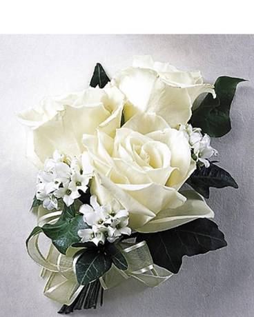 Triple White Rose Corsage Corsage