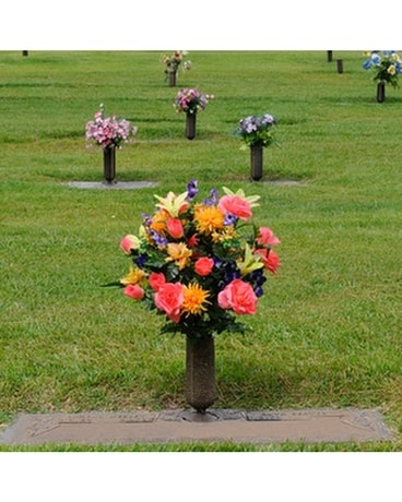 Cemetery Cone Colorful Flower Arrangement